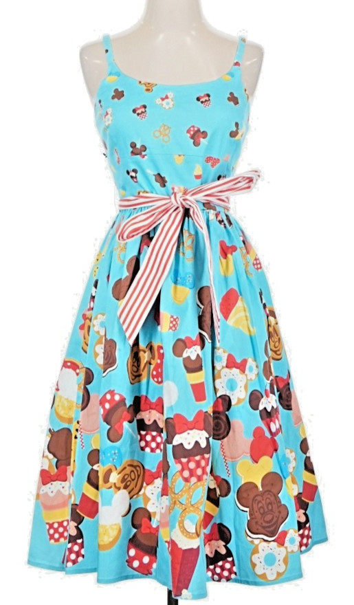 Disney Parks The Dress Shop Disney Snacks Dress Small NWT Teal Fit & Flare