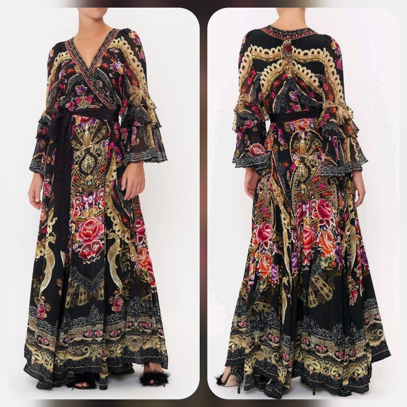 Camilla Dance with Duende Silk Ruffle Sleeve Wrap Dress Size M NEW WITH TAGS