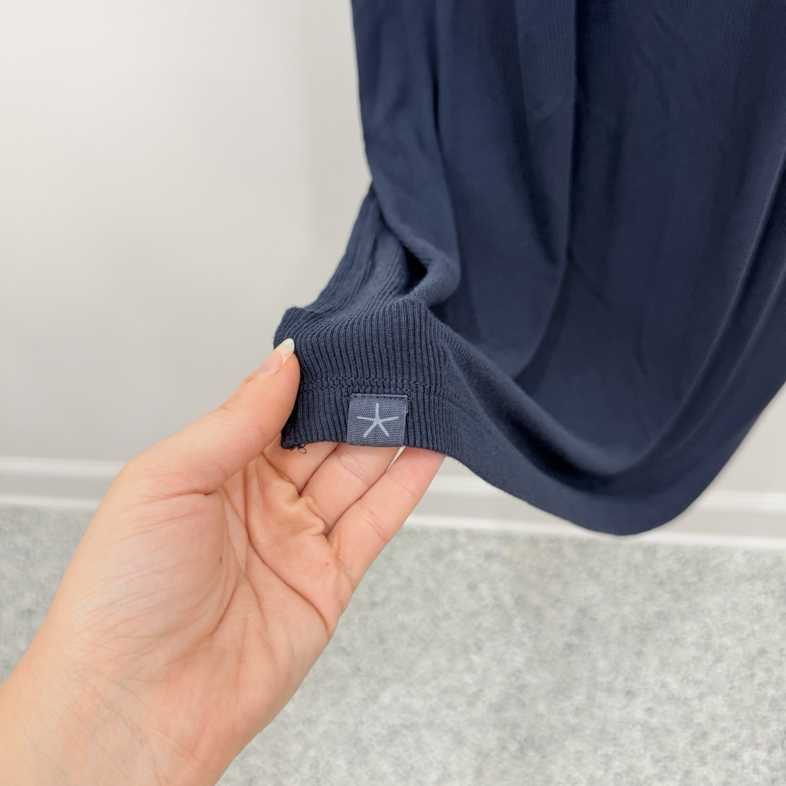 Barefoot Dreams Malibu Collection Rib Henley Dress 2X Navy Comfort Lounge Bamboo