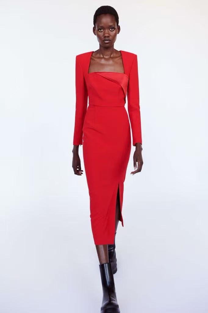 Roland Mouret Diagonal Panel Midi Dress Color Red size US6/UK10