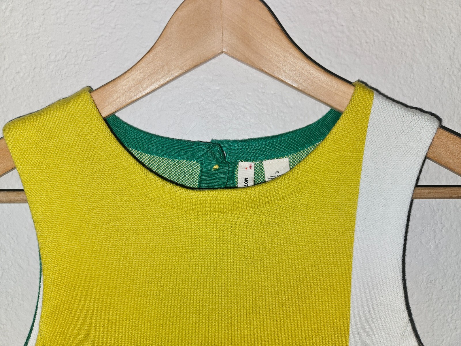 Moth Shapeshift Sweater Tunic Mini Dress Size XS Green Ivory Gold Anthropologie