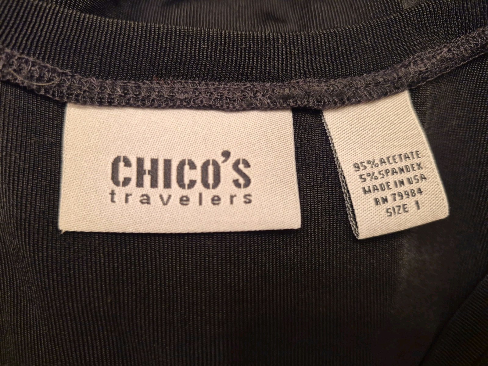 CHICO’S BLACK TANK STYLE SCOOP NECK SLEEVELESS ACETATE BLEND MAXI DRESS – SIZE 1