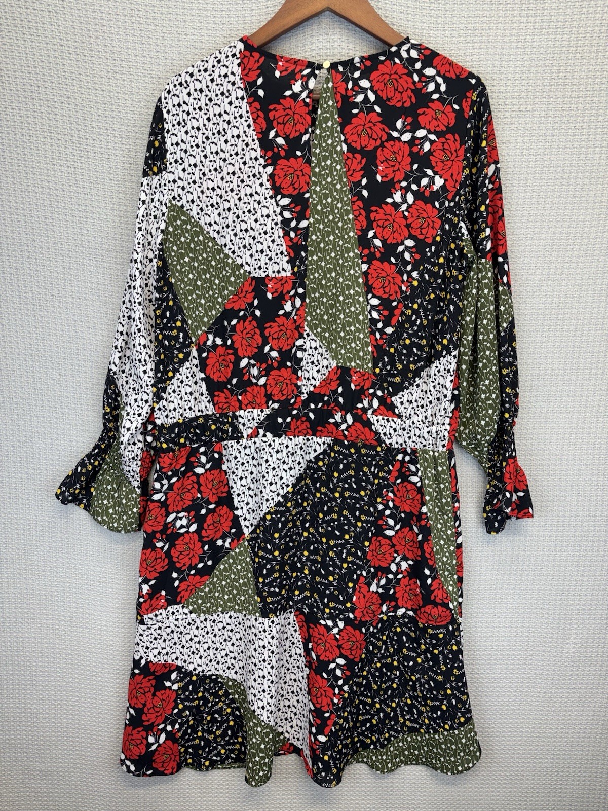 Libby Edelman Floral Patchwork Midi Dress Size Large Boho Cottagecore Ruffles