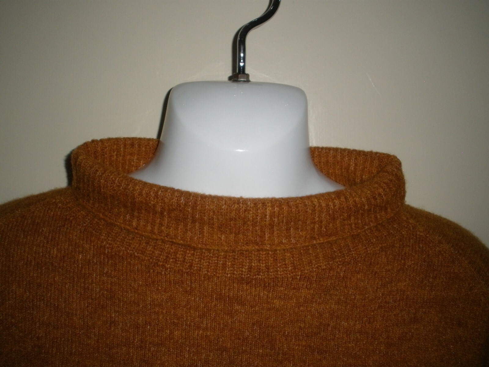 #1144 Sweater Pullover Dress Turtleneck S Dark Orange Yellow Soft Stretch
