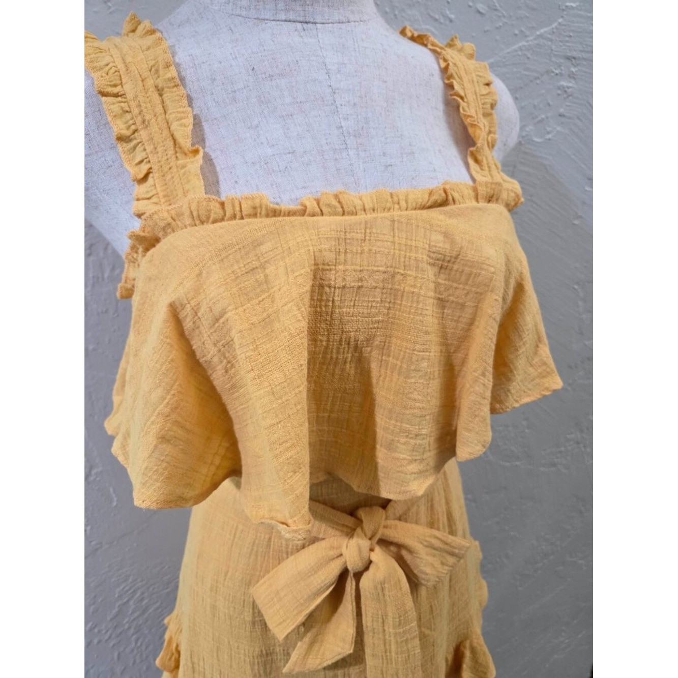 Yellow Ruffle Mini Dress