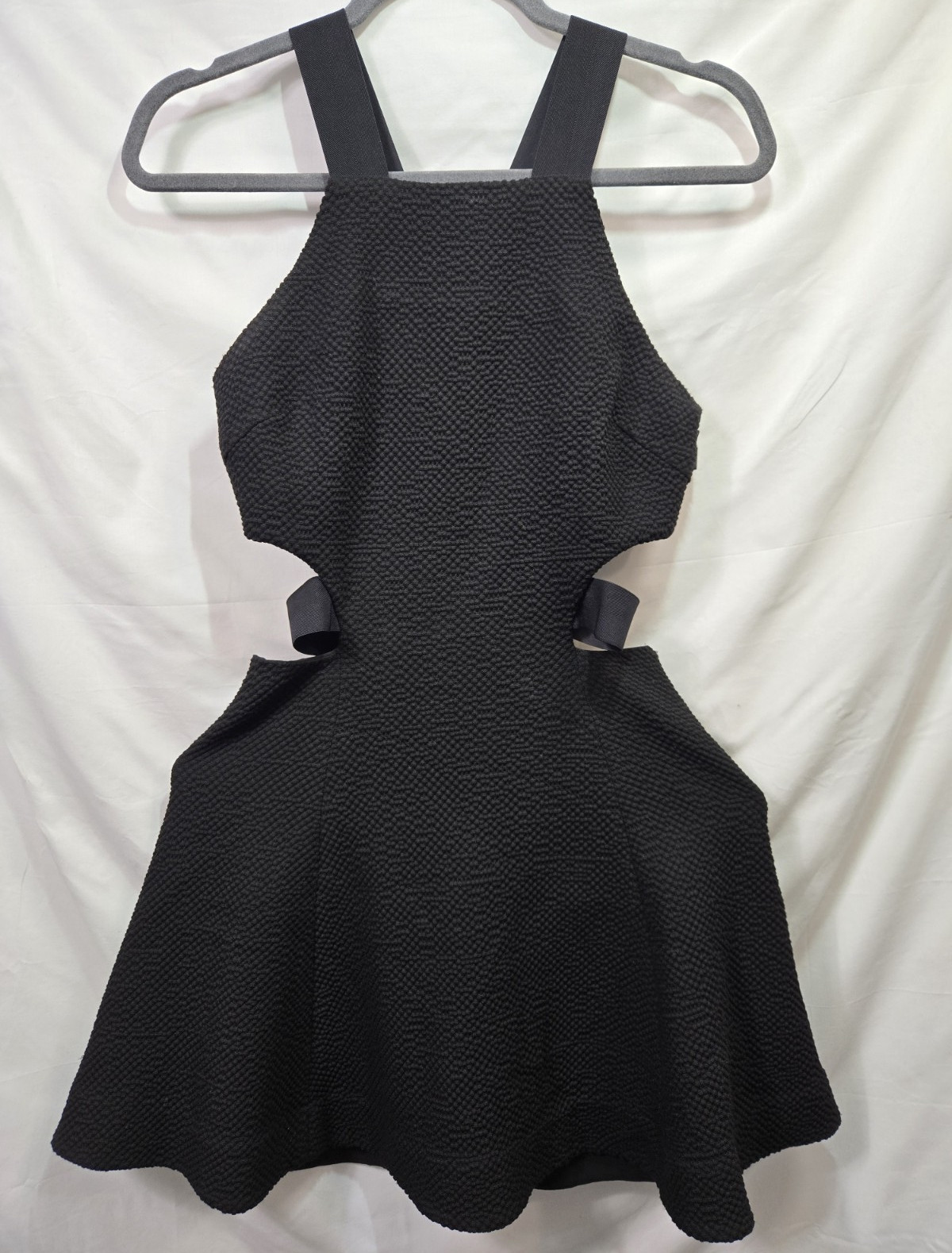 Elizabeth and James Black Fit & Flare Mini Dress 2 Square Neck Cutout Lined