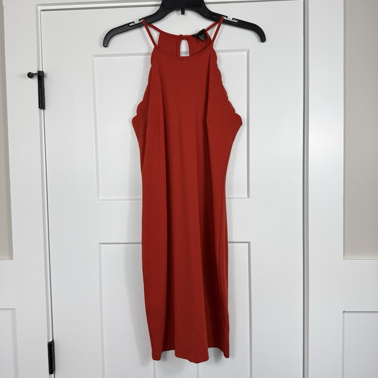 Free Press Clothing Scalloped Edge Keyhole Neckline Orange Women’s Size Medium