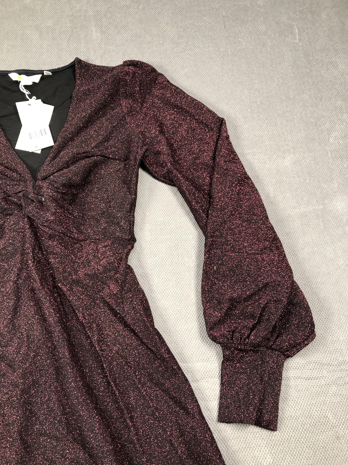 Boden Dress Womens 6 Purple V Neck Balloon Sleeve Glitter Fit Flare Maxi NWT