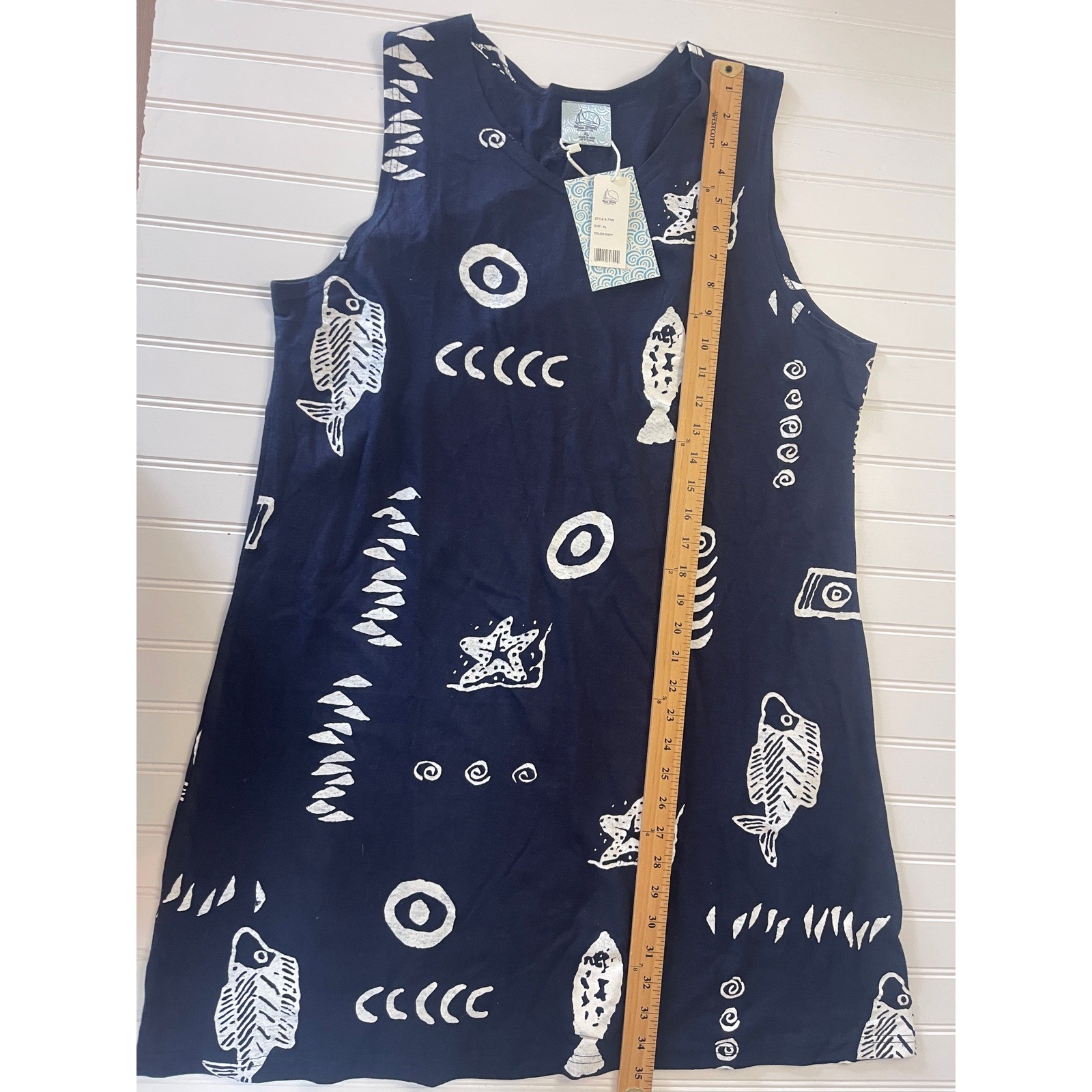 NWT Nautical Fish Starfish Print Shift Dress Beachy Cover Up Resort Core XL