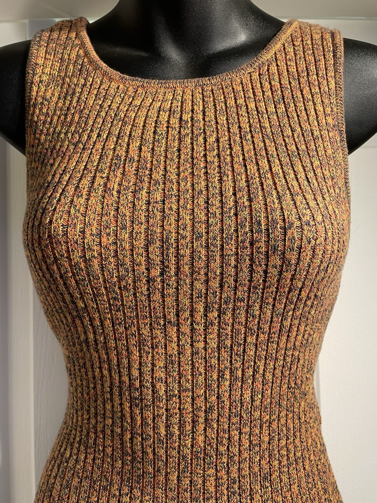 Ghanda Bodycon Knit Midi Dress Size Small with cut out back Boho Hippie