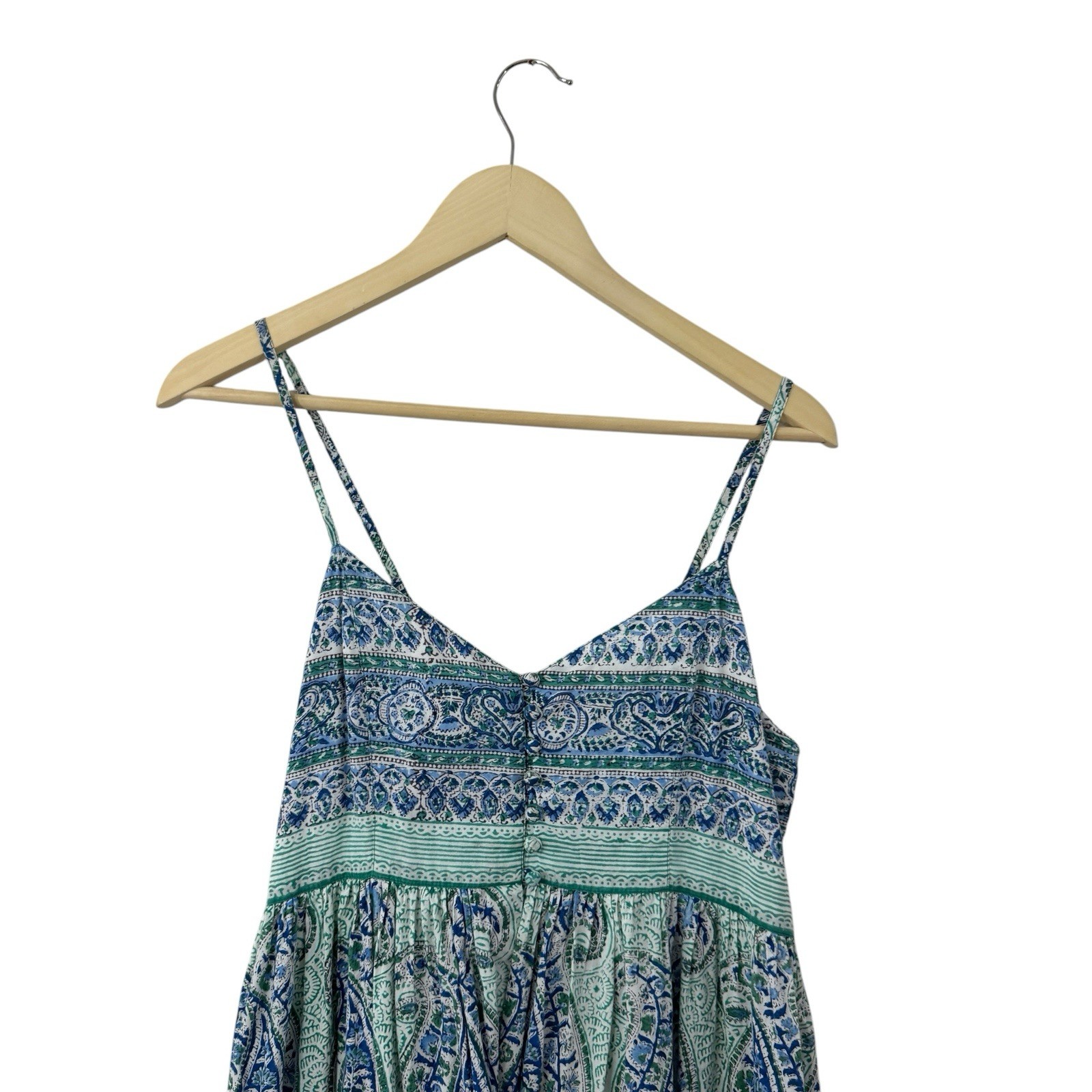 Anokhi Medium Maxi Dress Sleeveless Ethnic Hand Block Boho Cotton Womens READ