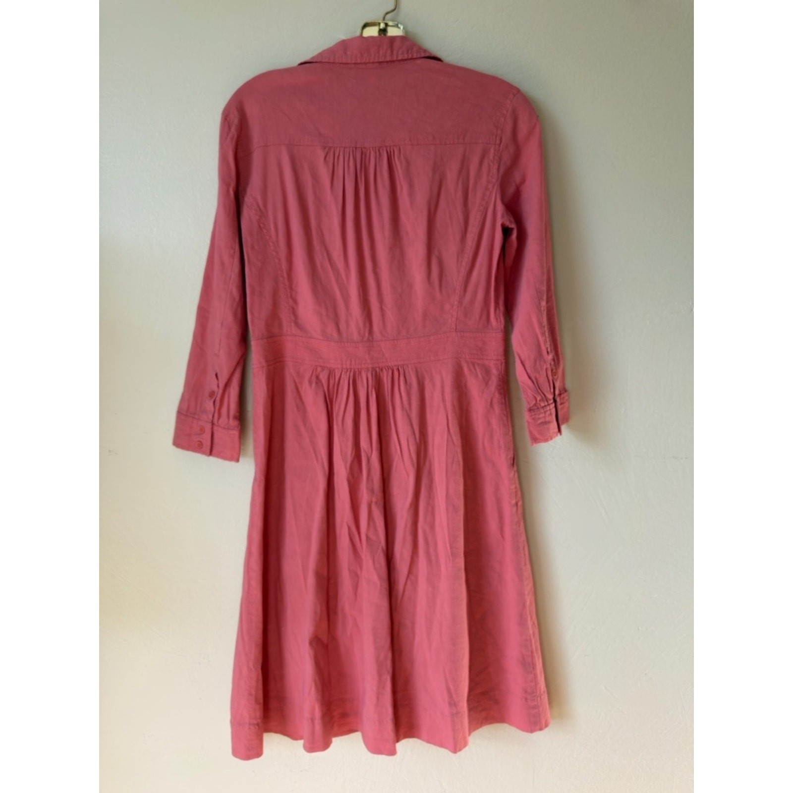Eileen fisher linen classic collar shirt dress coral size xxs nwt