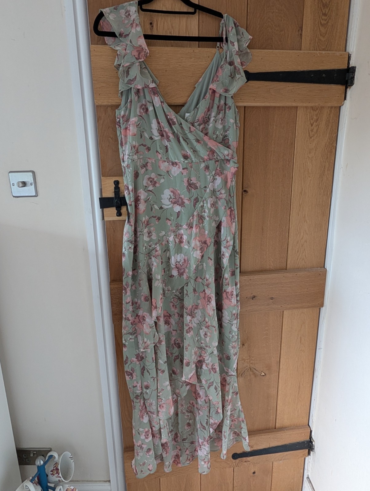 Apricot Watercolour Blooms Midi Dress Size 12 BNWT Green Pink Summer
