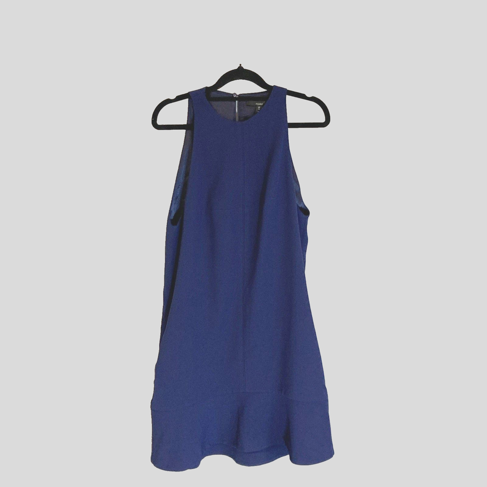 Womens Mini Dress Sleeveless UK 10 Navy Blue AQAQ Stretch Pockets Keyhole Scuba