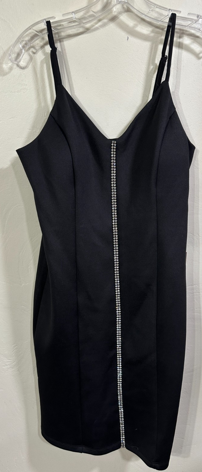 J for Justify LBD NWT Size 12 Strappy Black Dress w Bling Pullover Sexy!