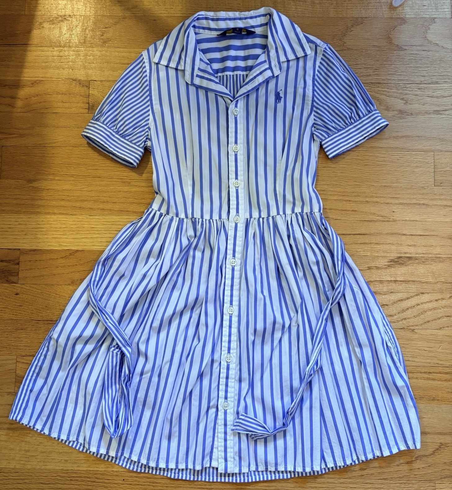 Polo Ralph Lauren- Blue/White Striped Dress w/ Pockets, Girls Size-10