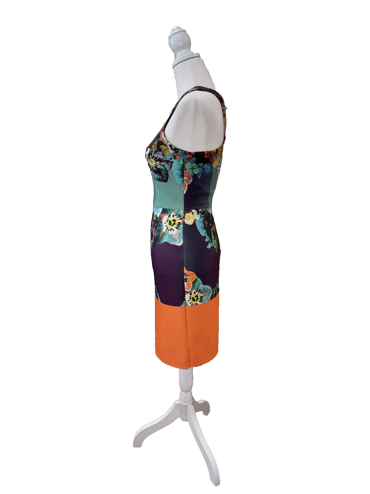 MILLY Floral Scuba Sheath Bodycon Cocktail Dress Racerback Halter Women Sz 2