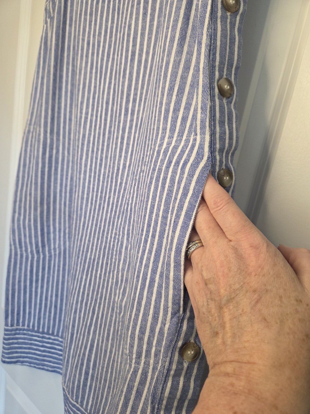 For Cynthia Linen Blend Striped Sleeveless Dress Sz Small Preloved