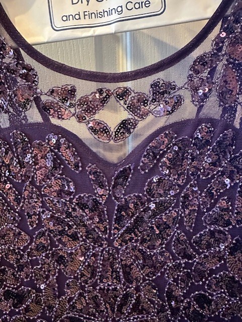 Pretty Guide 1920’s Dress Sequin Gatsby Inspired S Purple Trumpet Illusion Neck