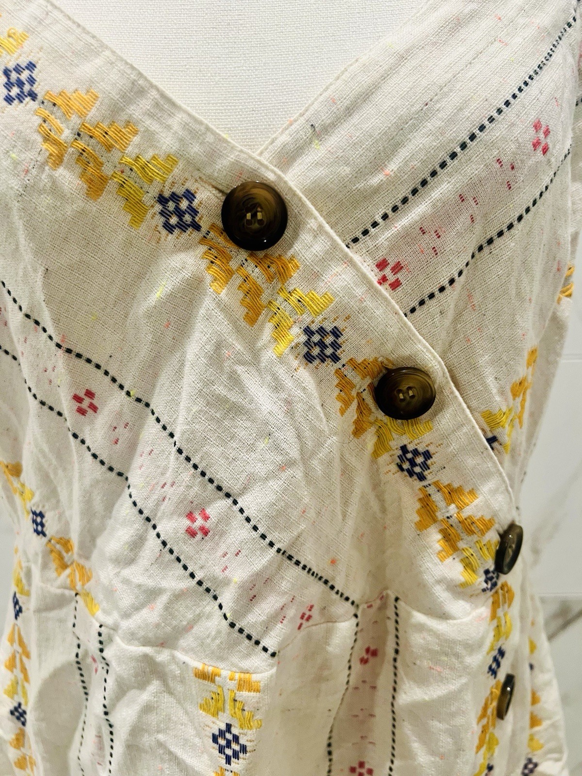 Boho En Crème Embroidered Boho Mini Dress Size L