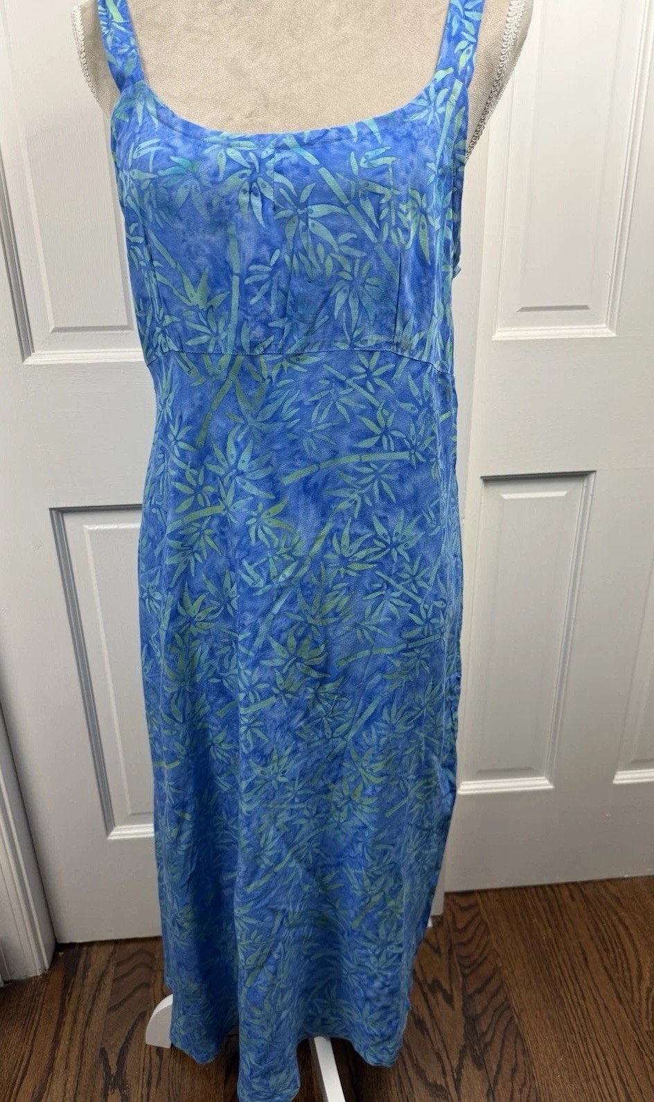 VTG Maggie B Sheath Sundress Batik Blue Green Medium Vacation Resort Beachy