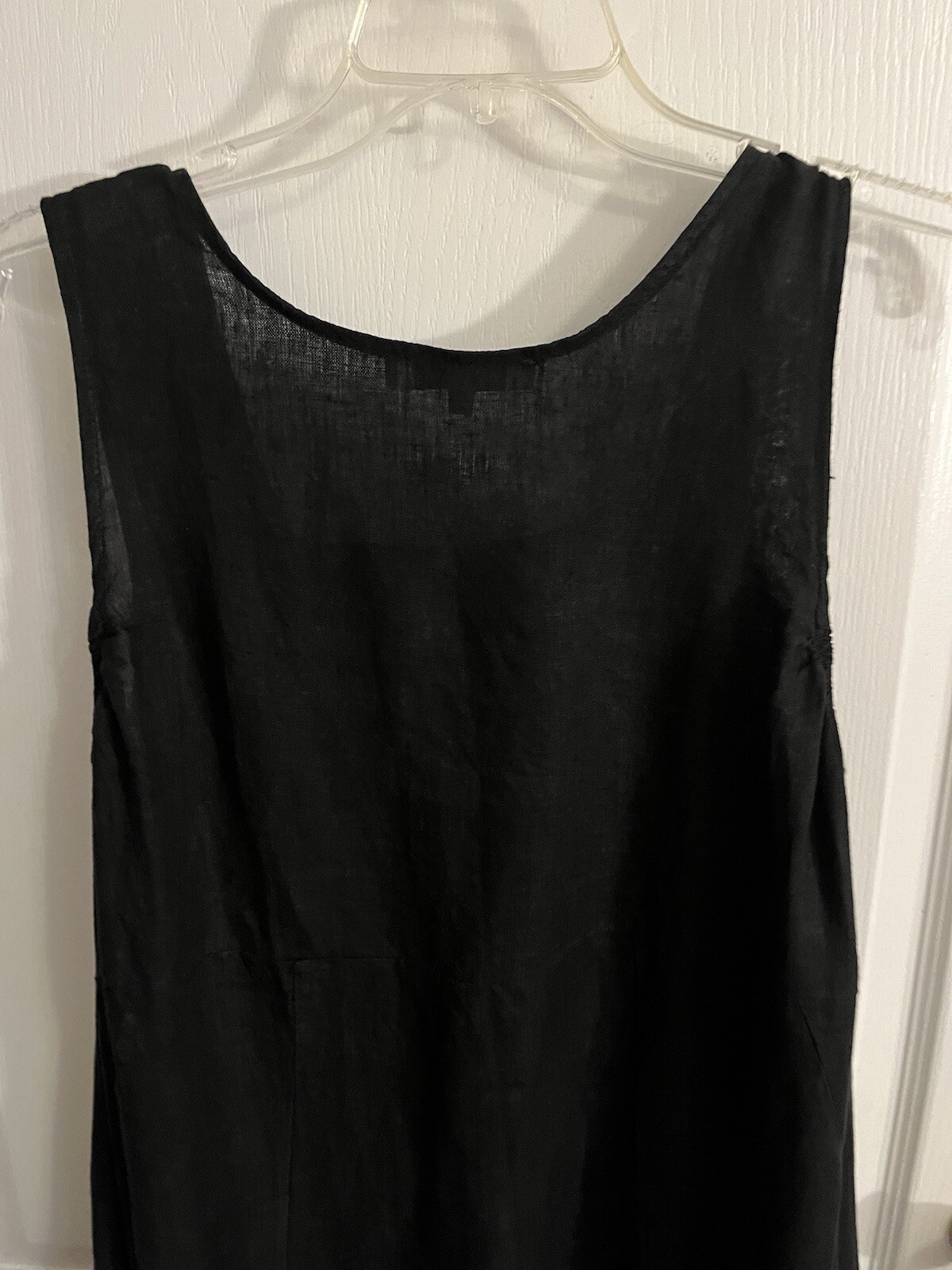 Becasa Black 100% Linen Dress Very Nice One Size M L Still Deep Black W/Pockets