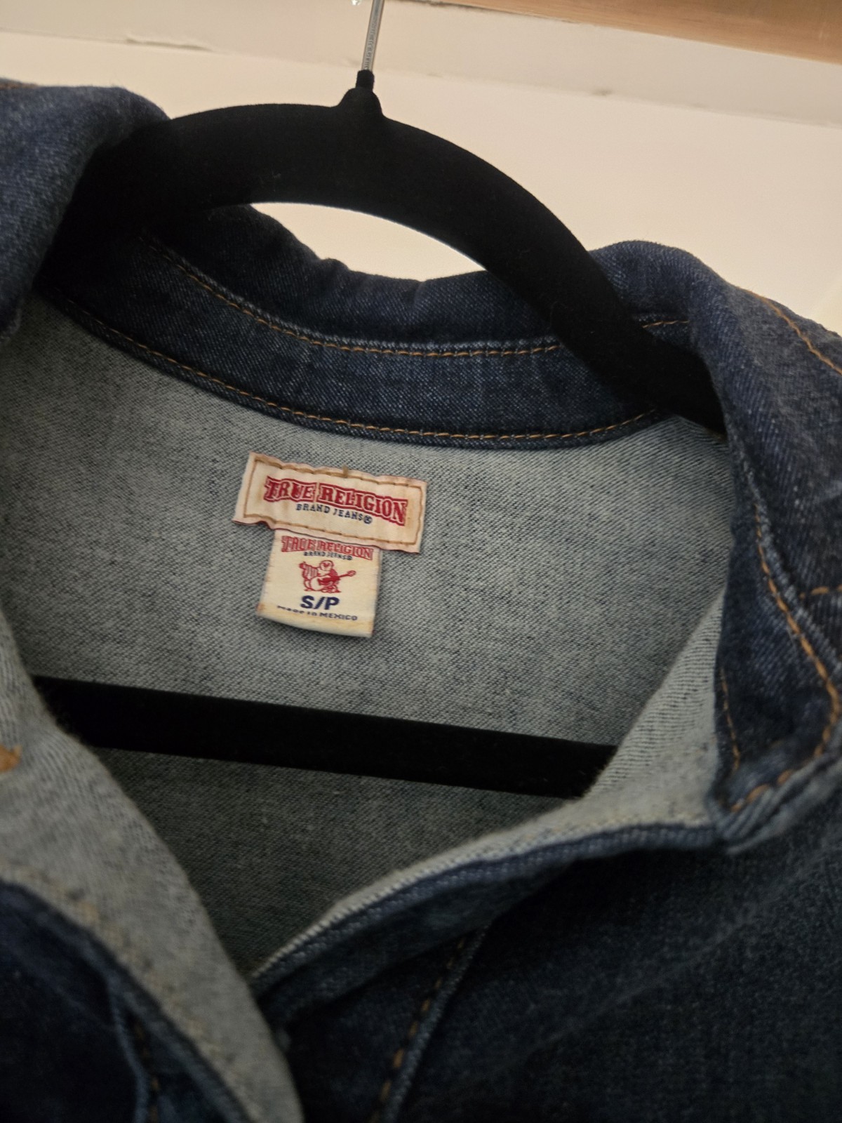 True Religion Womens S/P Blue Denim Shirt Dress Button Front Collared Pockets