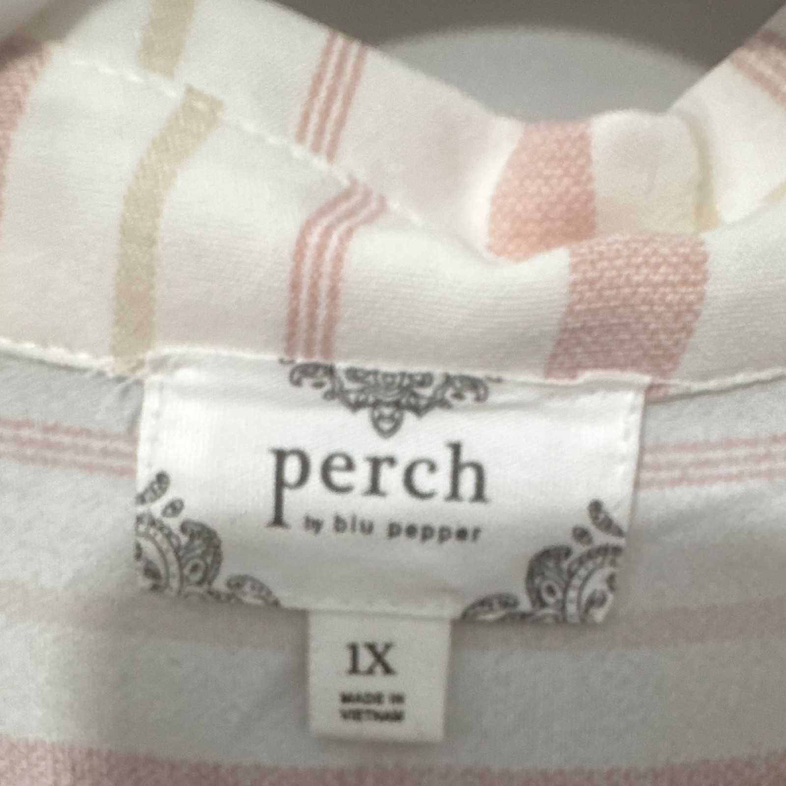 Perch by Blu Pepper Blush/White Striped Belted Shirt Dress Plus 1X