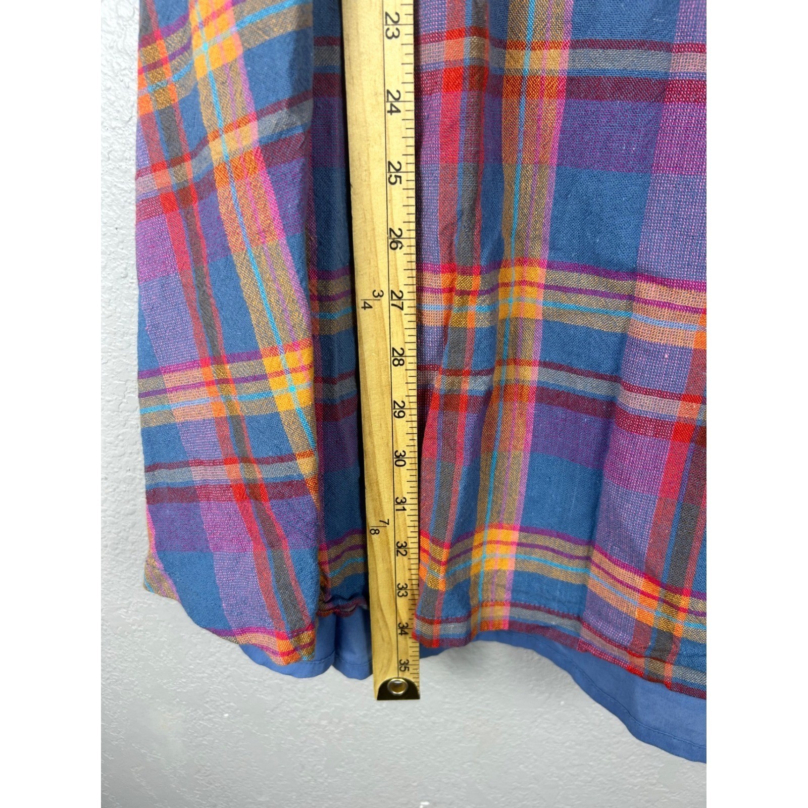 ModCloth Something Sixties Plaid Linen Blend Sleeveless Retro Dress Colorful 12