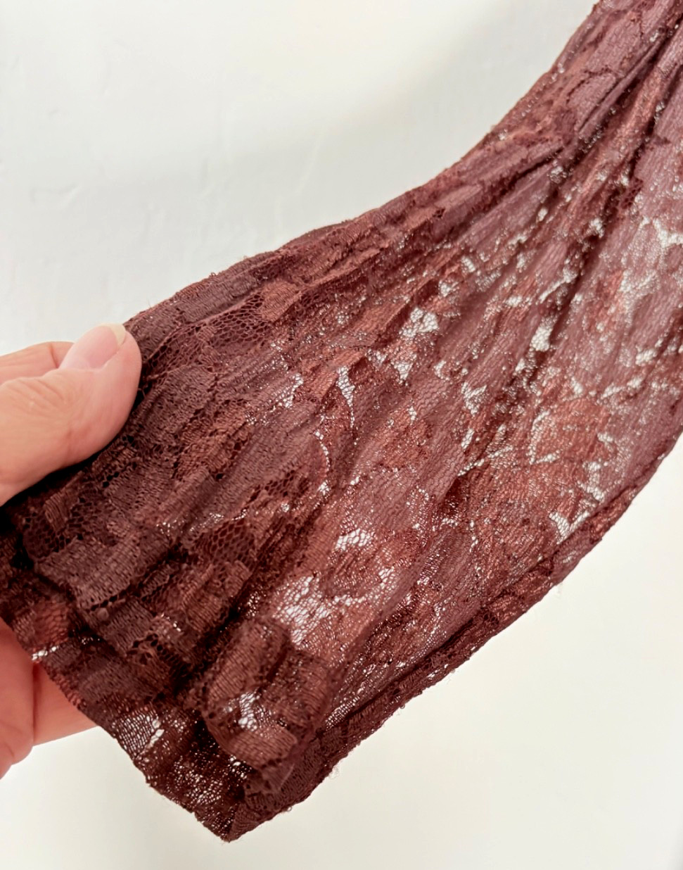 Nostalgia Vintage Dark Brown Lace Overlay Fared Flowy Dress 90s, Hippie Grunge