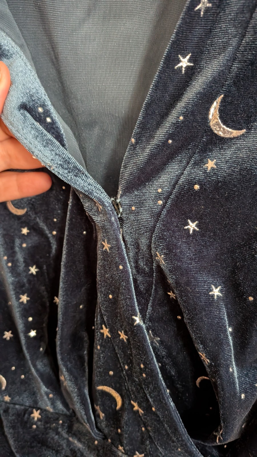 Cider Plus 1xl Velvet Moon Star Blue Dress Cosplay Witch Goth A Line Faux Wrap