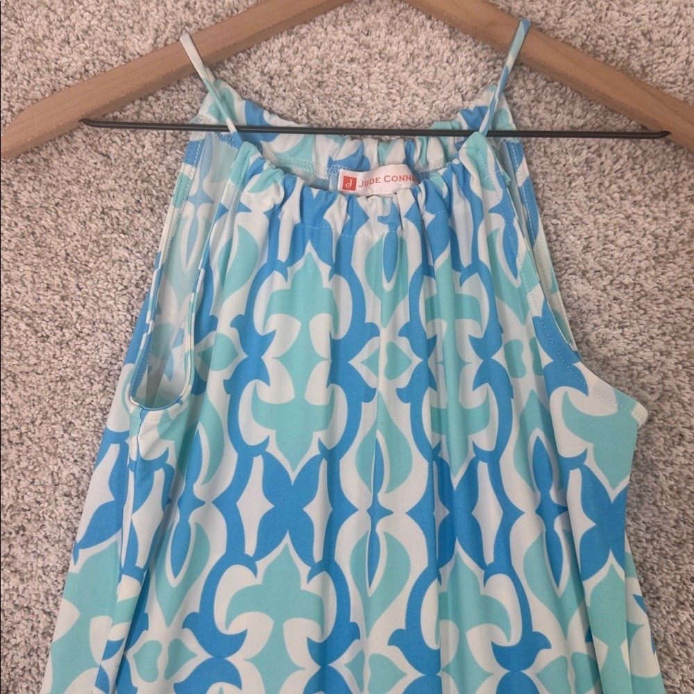 Jude Connally Ali Blue Aqua Geometric Dress – Small