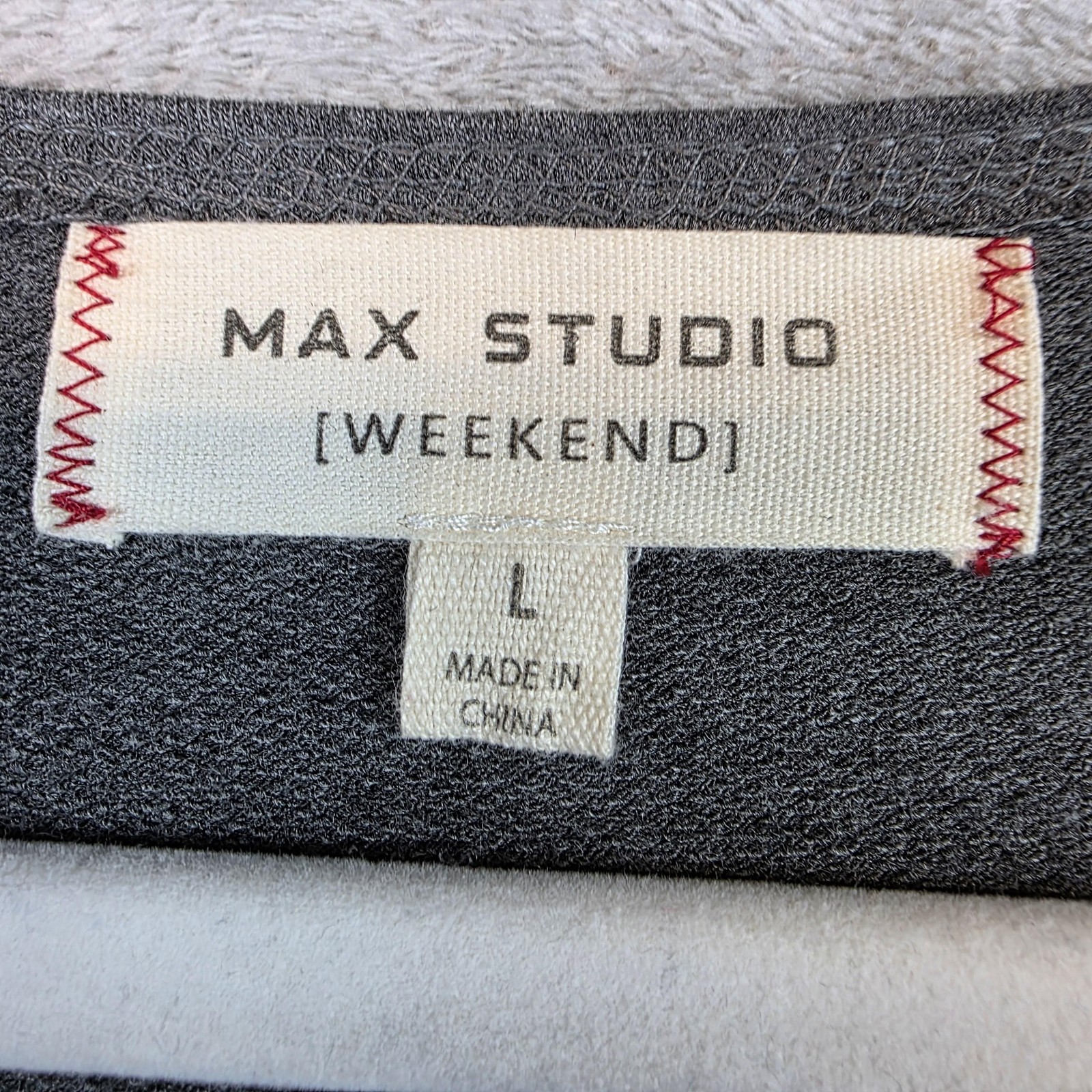 Max Studio Weekend Dress Womens Large Gray Bell Sleeve Shift Ruffle Trim