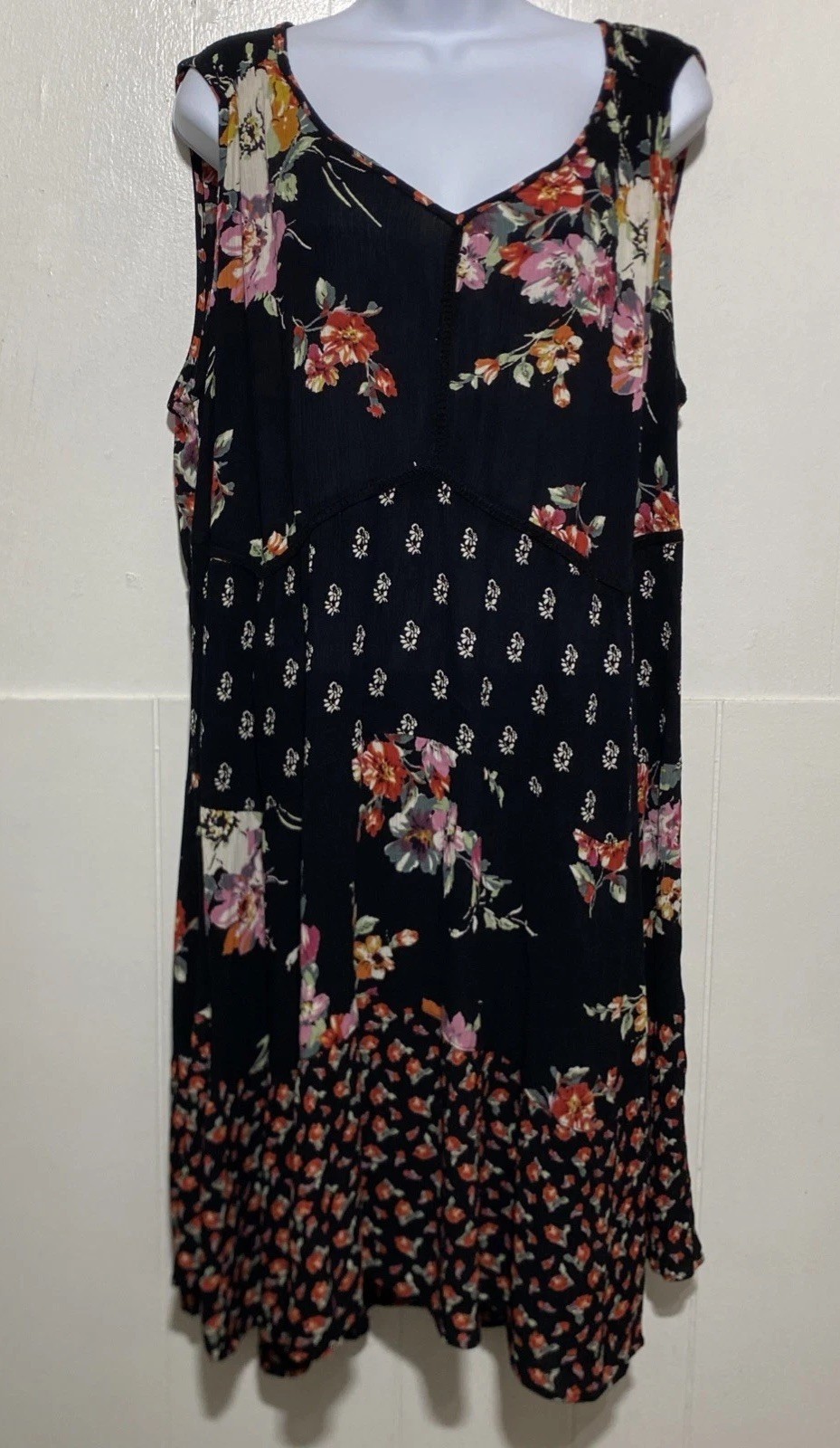Bila Patchwork Dress Women Size XL Asymetrical Hem Boho Cottage Hippie Feminine