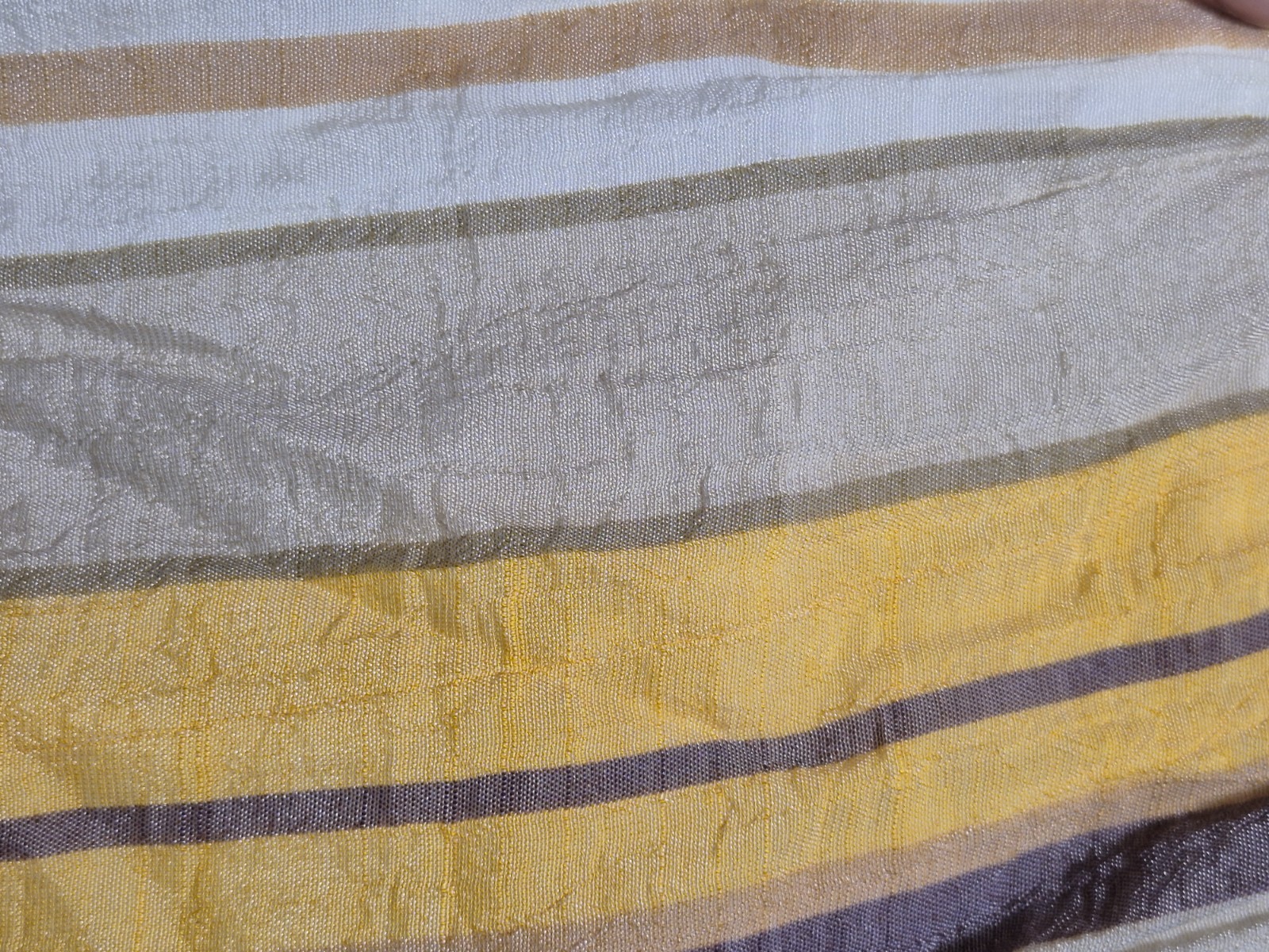 Women mlle gabrielle 1x Striped Sleevless Dress Yellow Tan Lined Layered Look