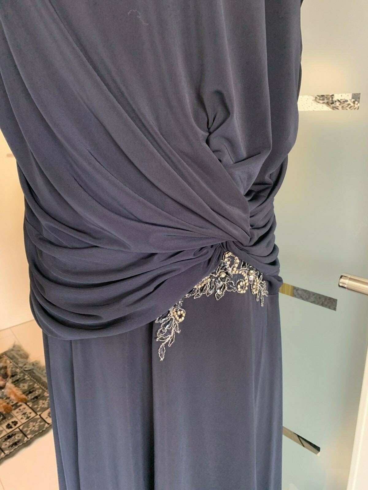 Alchera designer evening dress cocktail dress size 44 blue rhinestones New