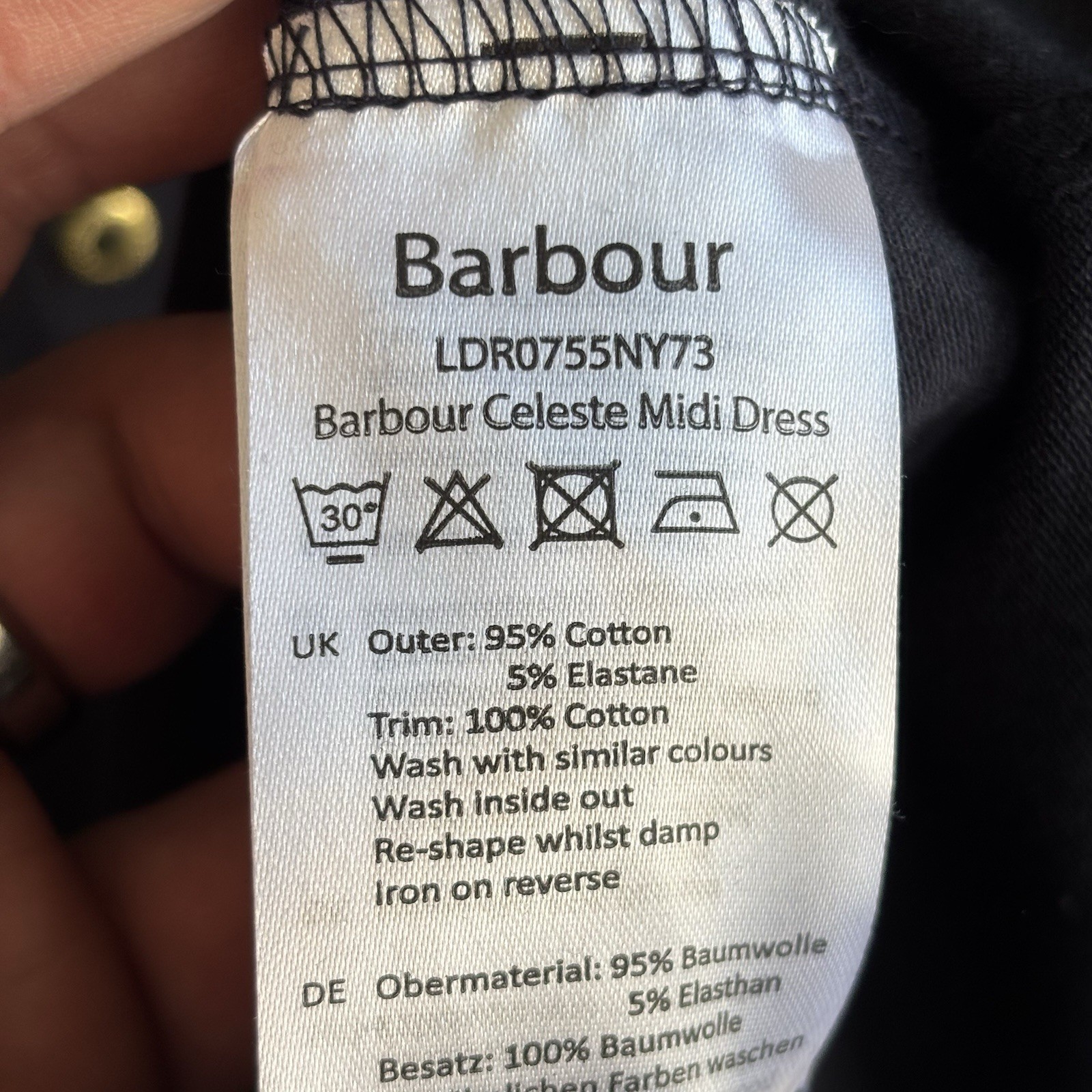 Barbour Women’s 8 Celeste Midi Polo Dress Navy Stretch Cotton Fit & Flare NWT