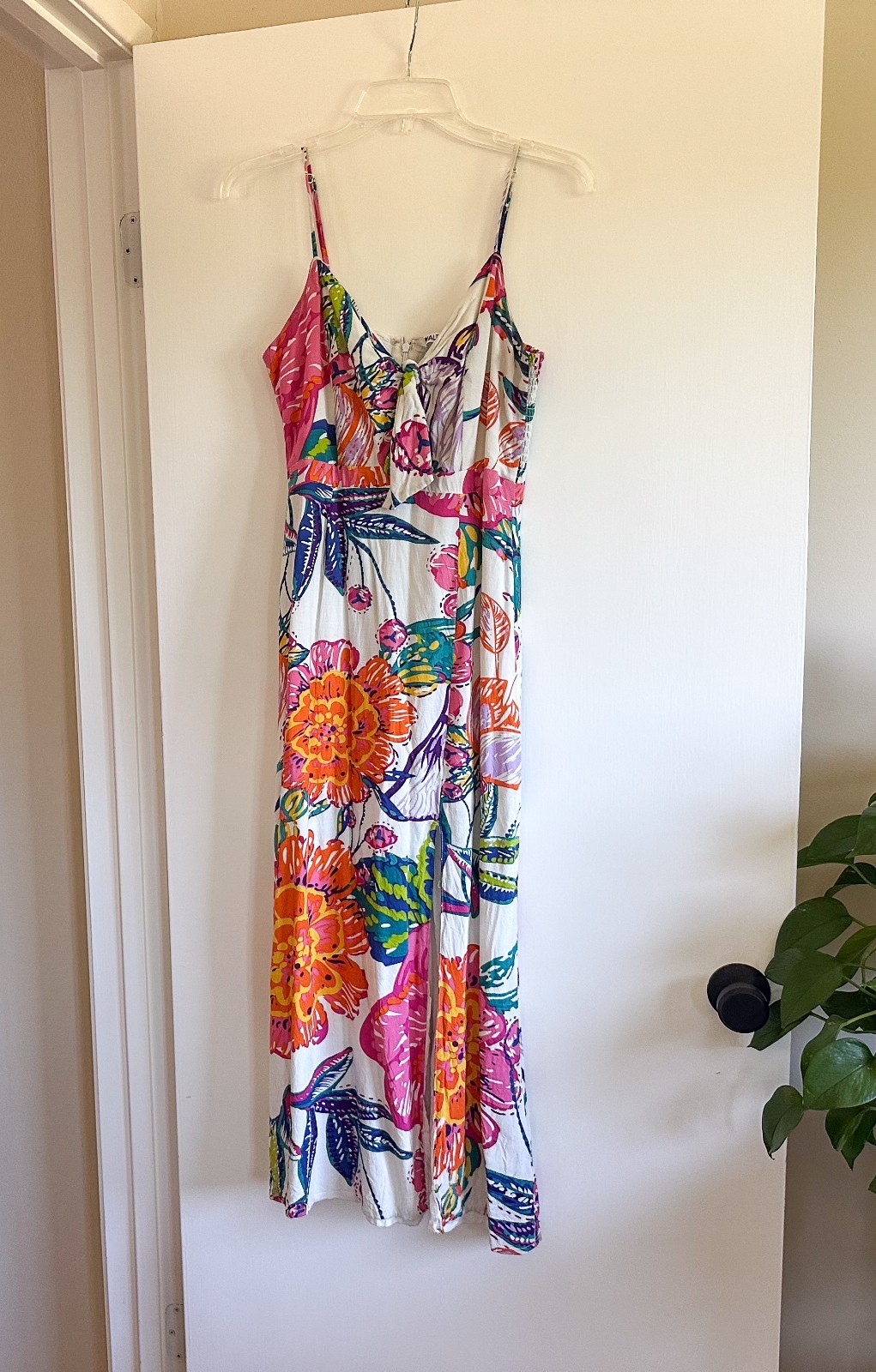 Walter Baker Womens Floral Tie Front Midi Dress White Tropical Slit W71379 – 2