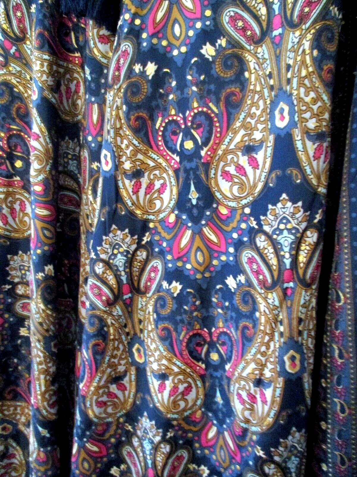 NWT Step In Style Royal Blue Gold Foil Paisley Bell Slv Boho Maxi Dress 1X 2X 3X