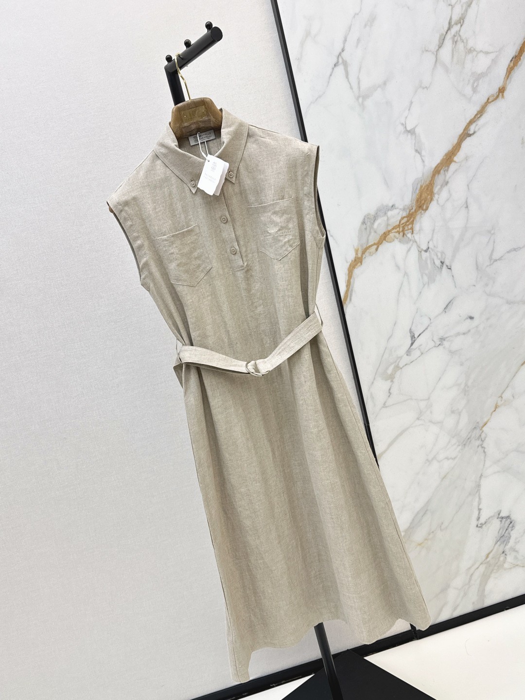 Brunello Cucinelli’s latest Spring/Summer Italian minimalist long linen dress