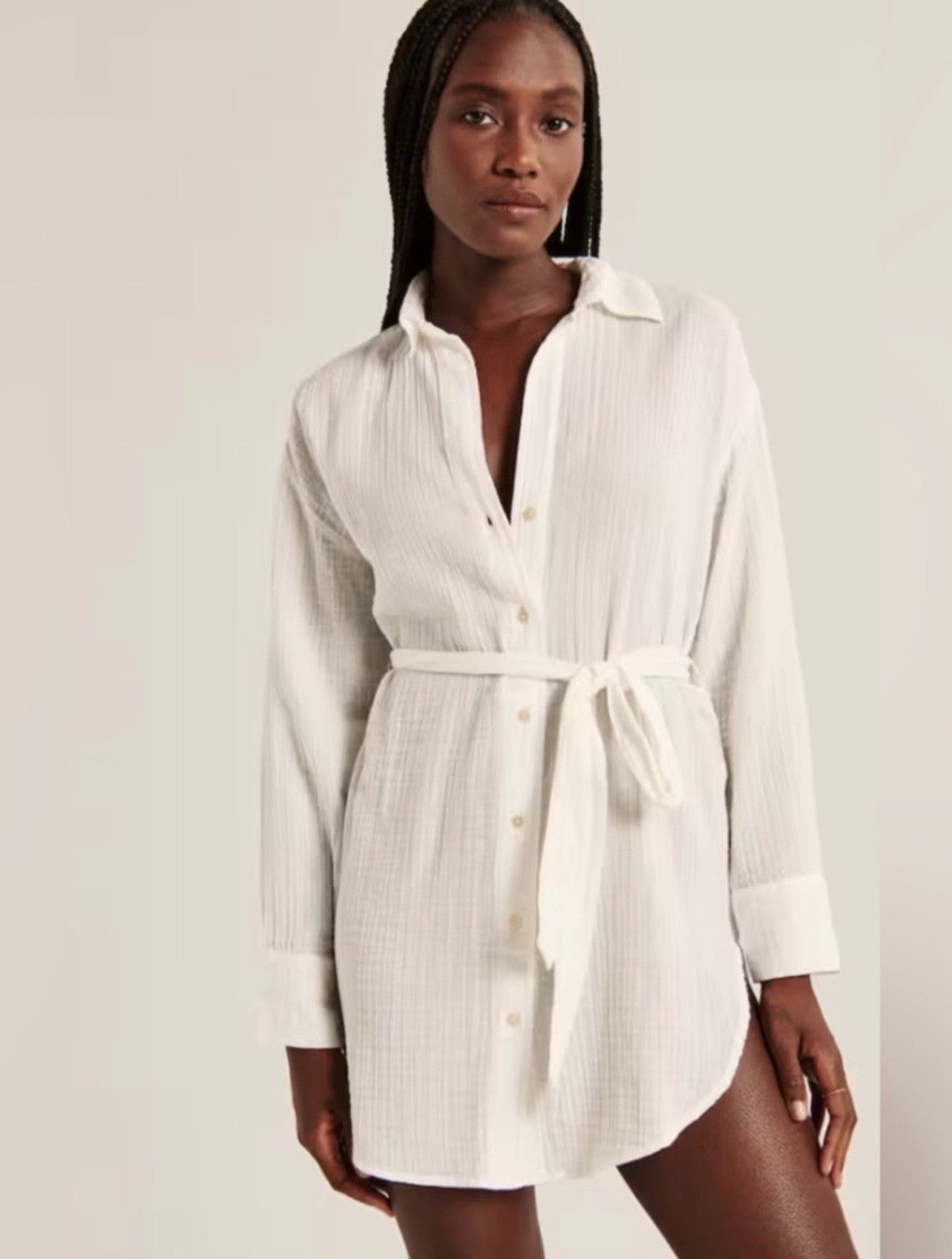 Abercrombie & Fitch White Gauzy Beach Mini Dress Cover up Size M