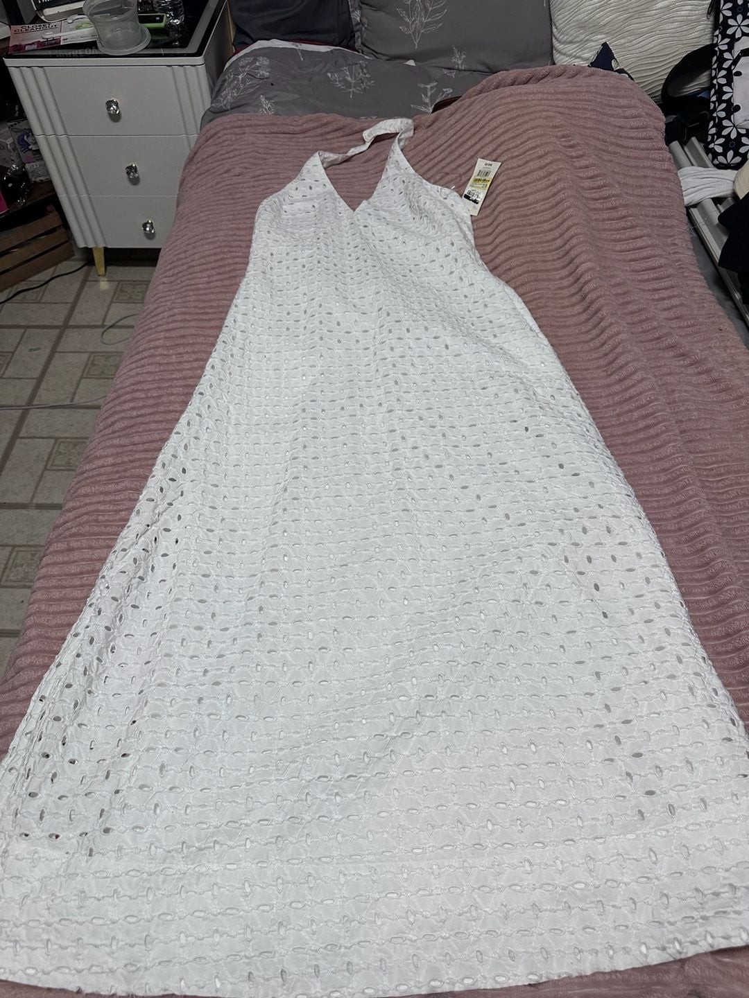 A New Day Women’s White Eyelet Halter Maxi Dress