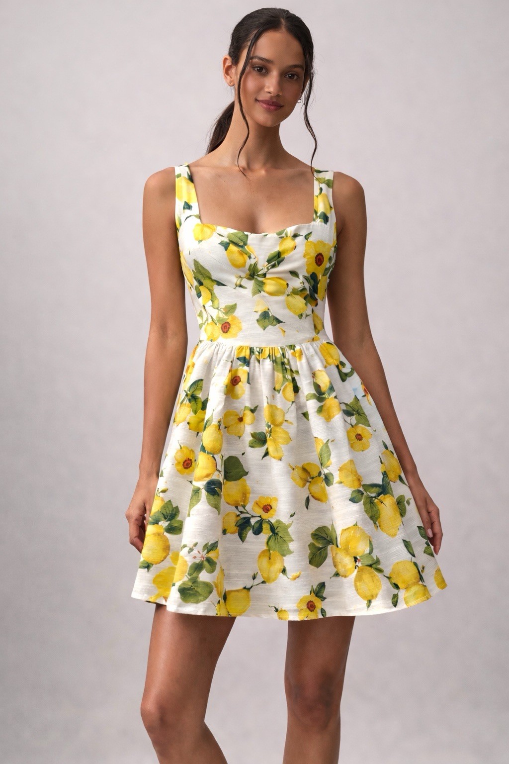 Nadine Milano Lemon Floral Mini Dress Made in Italy Small