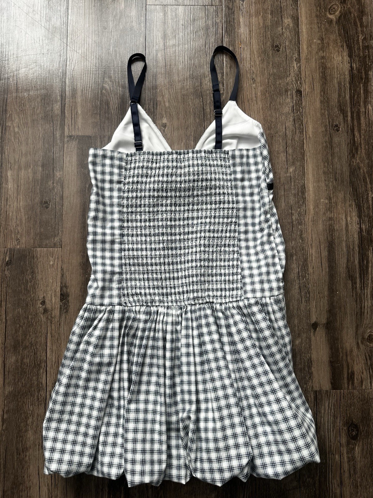 Hollister Black & White Plaid Sleeveless Romper V-Neck Bow Adjustable Strap S