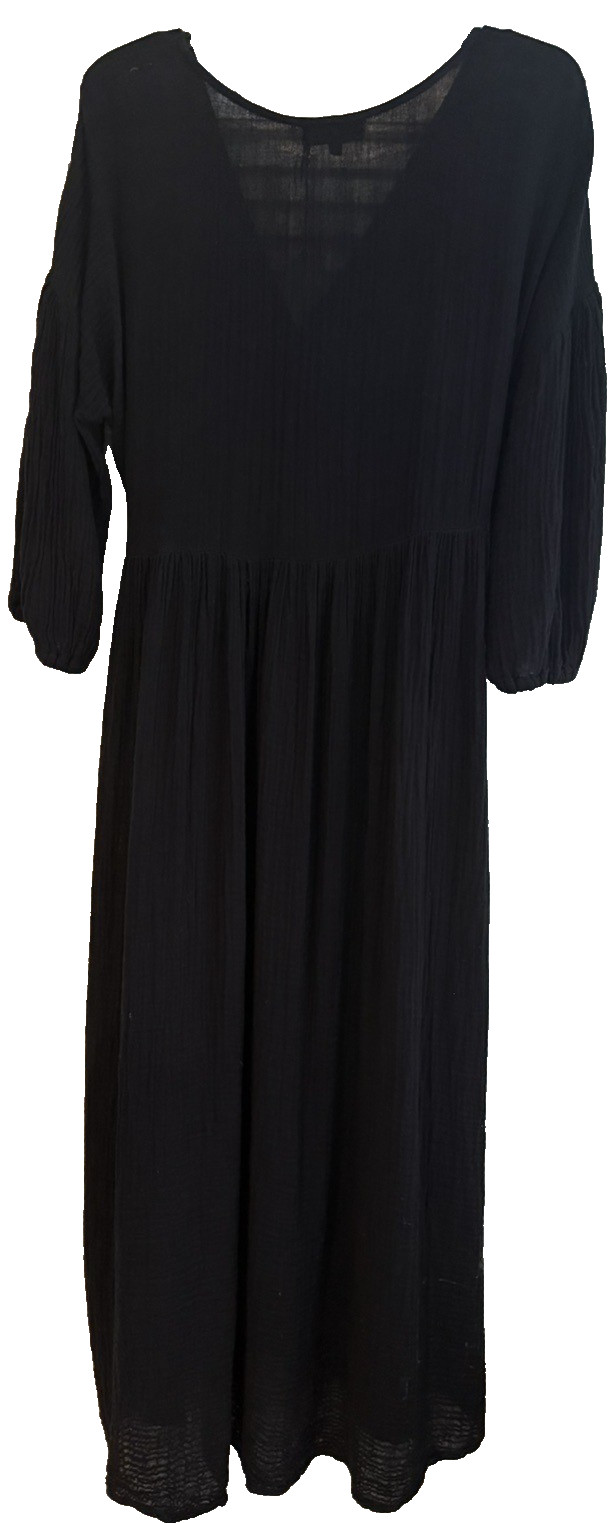 Michael Stars $188 Black Issabella Empire Waist Midi Dress w/ Ties V-Neck M NWT