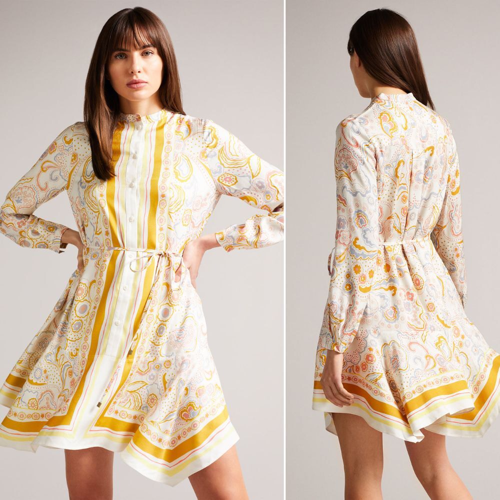 NWT Ted Baker Paulita Handkerchief Crepe Mini Shirt Dress US Size 14 / Ted 6