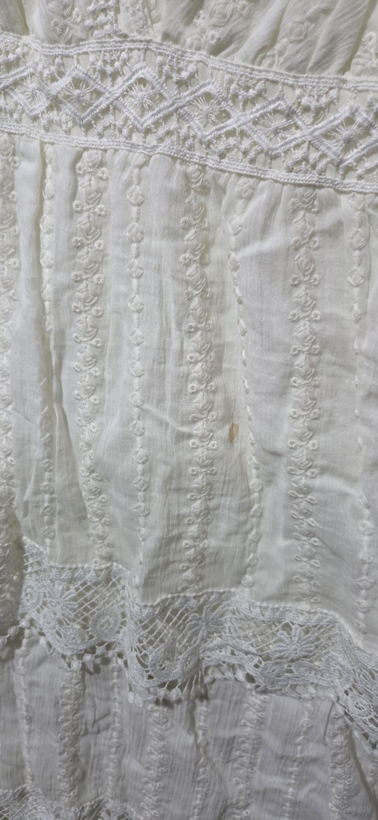 Gibson Latimer Ivory Crochet Lace Trim Tiered Dress Women L- NWT (See Pics)