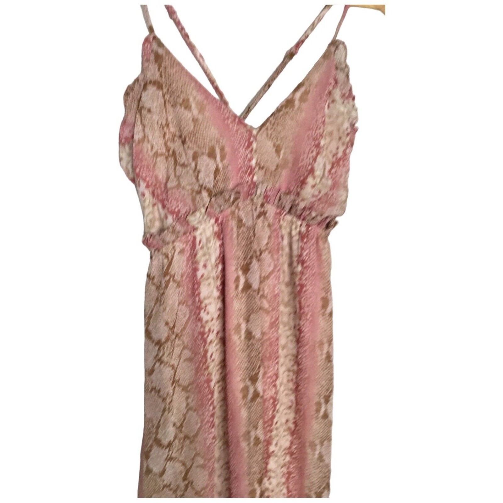She Sky Maxi Dress Womens Medium Pink Snake Sheer Fairycore Whimsigoth Boho