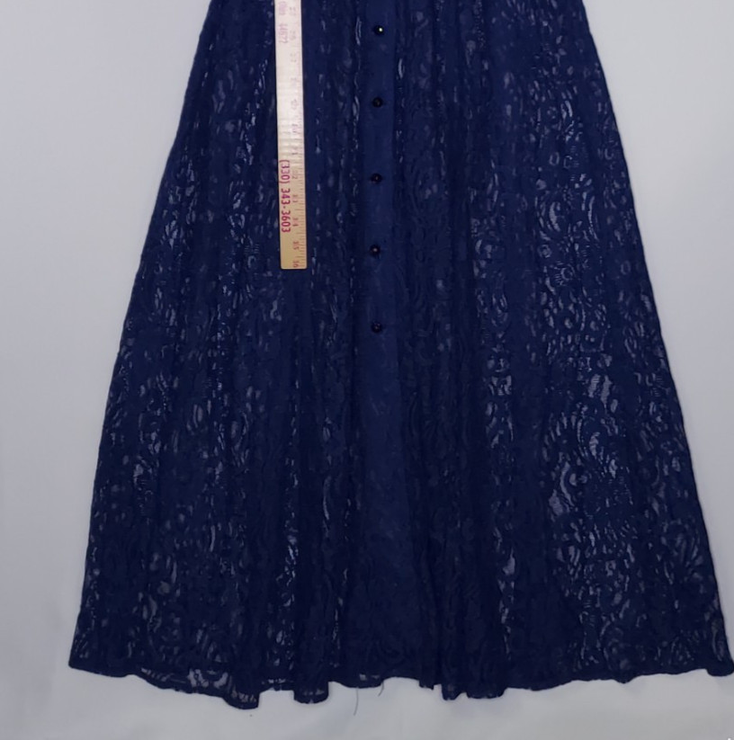 All That Jazz 90s Lace Dress 9/10 Button Sheer Navy Empire Maxi Whimsigoth Prom