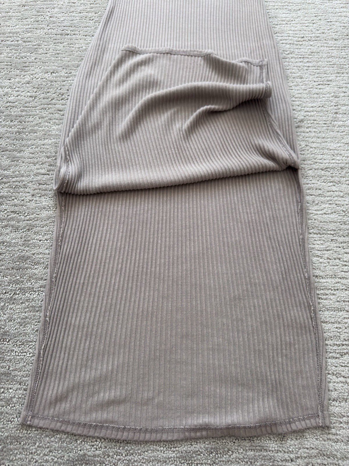 Beyond Yoga Well Traveled Ribbed Mock Neck Sleeveless Midi Maxi Dress Taupe M
